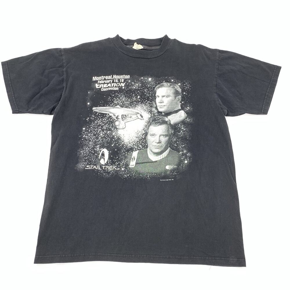 Vintage 1995 Star Trek Convention Short Sleeve Promo T-Shirt Large Mens Black L